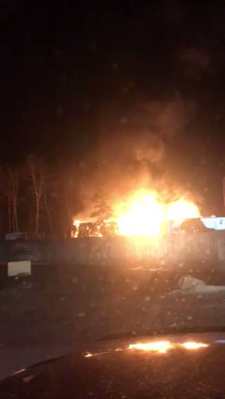 Scene of a fire right   in Leicester, VT. This video is from earlier this morning, taken by a firefighter. Crews are still working to put it all out.